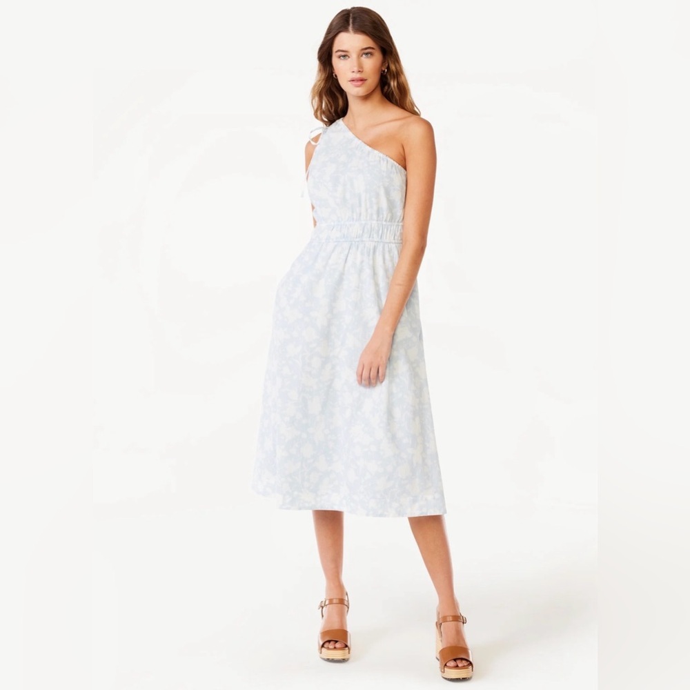 One shoulder pale blue dress never worn